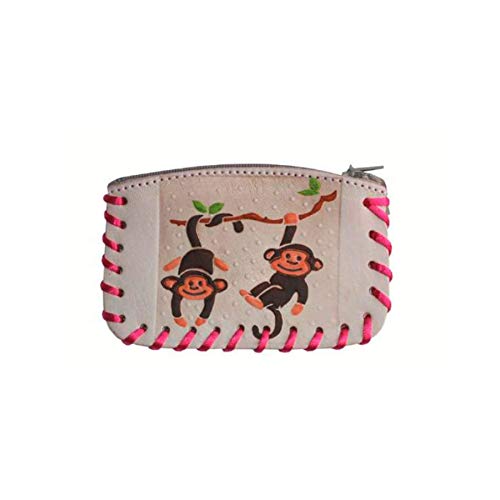 Needzo Hanging Around Monkey Kids Coin Bag, Assorted Mexican Leather Girls Change Purse with Zipper Closure, 4.5