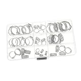 MUCKLILY 45pcs Crimp Hose Clamp Assortment Kit Single Ear Clamps Pipe for Hoses Industrial Use