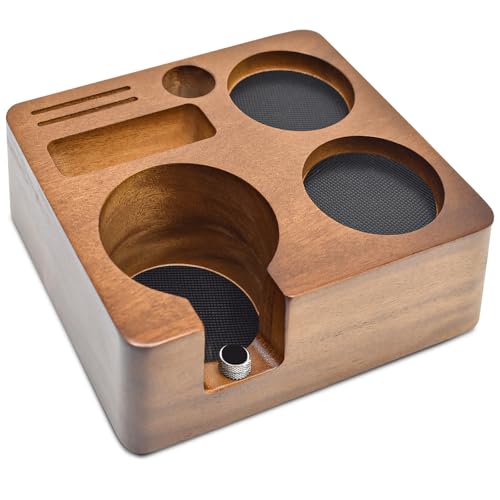 Shocanm Tamperstation 58mm, Espresso Tamper Station Walnuss Holz für...