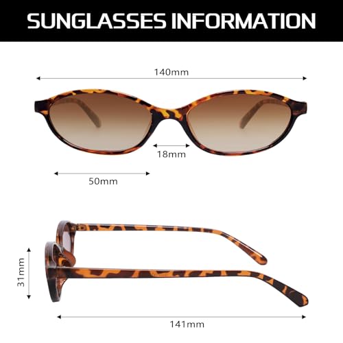 Image of GUVIVI Retro Oval Sunglasses for Women Chic Cat Eye 90s Sunnies Lightweight Narrow Shades Trendy UV protection Sun Glasses