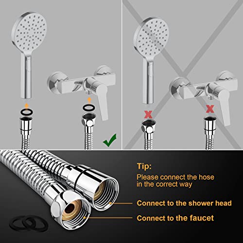 IBERGRIF Duschschlauch 1,7 m – Flexibler Edelstahl Brauseschlauch, Knickfest & Leckfrei, Universal ½ Zoll, Ersatz Duschschlauch mit Messinganschlüssen & Dichtungen, Chrom-Silber