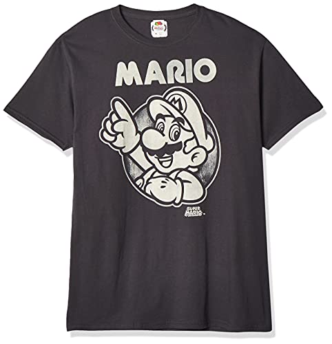 Nintendo Men's So Mario T-Shirt, Charcoal, Large