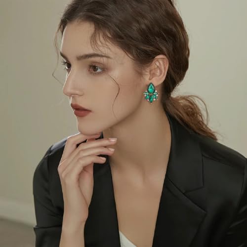 ATIMIGO Vintage Rhinestone Drop Earrings Elegant Crystal Cluster Art Deco Hypoallergenic Wedding Bridal Earrings for Women Brids Bridsmaids Prom Formal3