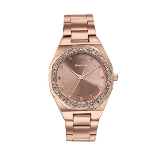 Image of Sonata Jashn with Quartz Analog Rose Gold Dial Rose Gold Strap Women's Wedding Watch - 87121WM02