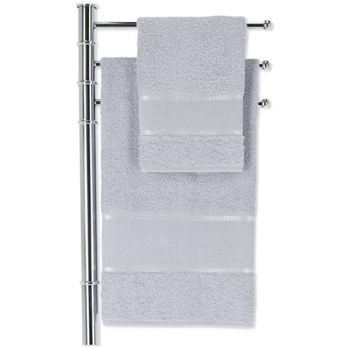 Casatessile Toallas de Bordado de par de Aida Juego de 2 Toallas de baño para Rostro y bidé - Grigio