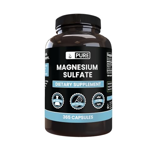 Pure Original Ingredients Magnesium Sulfate (365 Capsules) No Rice Fillers Always Pure Lab Verified