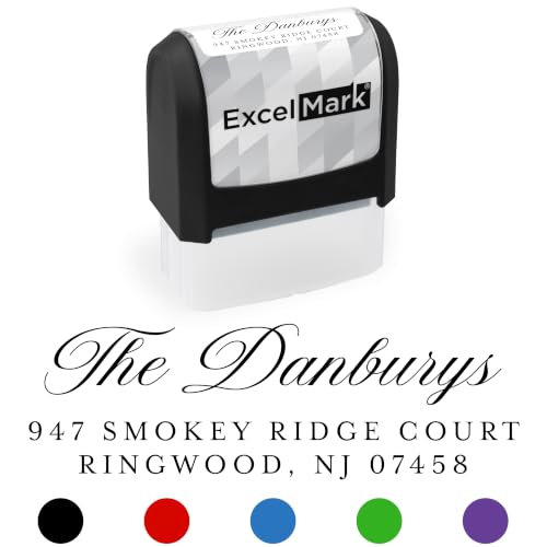ExcelMark Address Stamp - Custom Return Address Stamp with Elegant Designs, Vibrant Colors & Patterns – Perfect for Mail, Invitations & Gifts (Black, Heritage Classic)