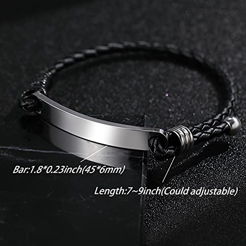 Personalized Custom Bracelet For Men - Mens Leather Engraved Bracelet, Adjustable Mens Braided Leather Id Bracelet, Handmade Gifts For Oneself, Friends And Relatives. #TOP1