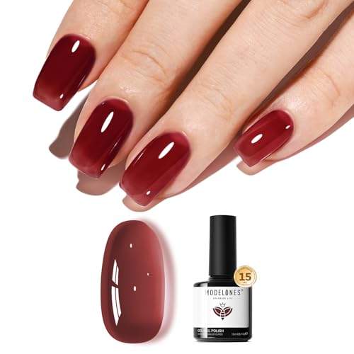 modelones Wine Red Gel Nail Polish Soak Off UV/LED Gel Polish 15ML