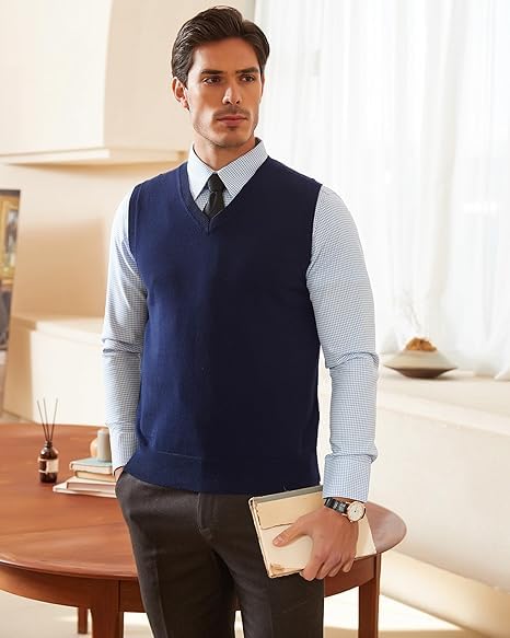 Image of URBANROCK Mens Woolen V-Neck Sleeveless Sweaters for Winter wear