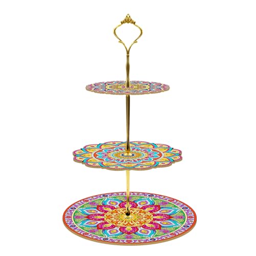 ARTopet DIY Diamond Art Painting Cupcake Stand Diamond Three Layer Dinner Snack Rack Afternoon Tea Display Tower Single Sided Spot Drill for Birthday Wedding Home Decor
