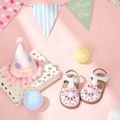 Little Girl's Closed Toe Summer Princess Flat Flower Sandals Toddler Sandals4