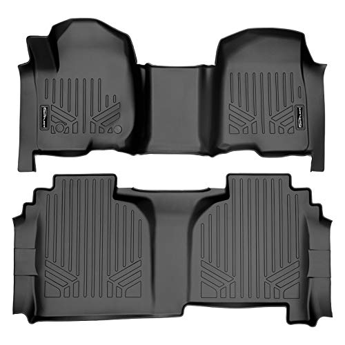MAXLINER Custom Fit Floor Mats 2 Row Liner Set Black Compatible with 2019-2022 Silverado/Sierra 1500 Double Cab with 1st Row Bench Seat