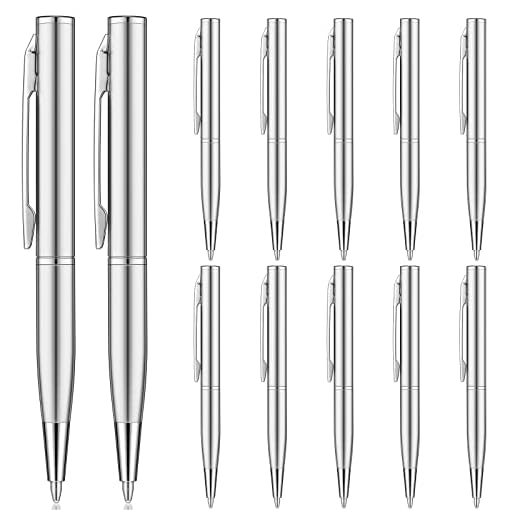 16 Pcs Mini Pens Small Pens Short Pens bulk Mini Metal Ballpoint Pens Small Stainless Steel Point Pen with Copper Fittings for Pockets Notebook Notepads Office School (Silver)