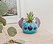 Disney Lilo & Stitch 3-Inch Ceramic Mini Planter with Artificial Succulent | Small Flower Pot, Faux Indoor Plants for Desk Shelf, Home Decor Trinket Tray and Collectibles (Blue, One Size)