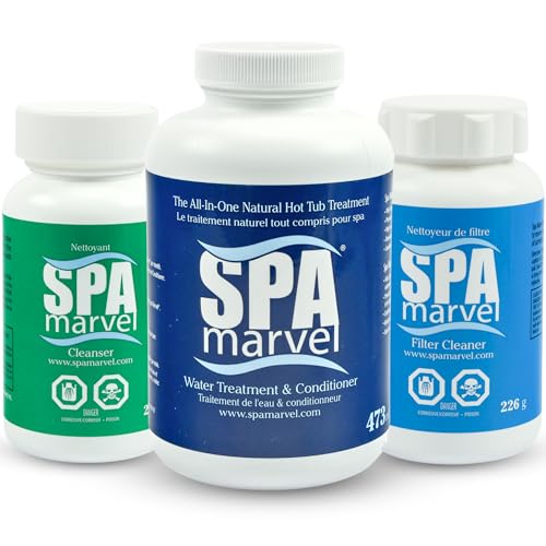 Spa Marvel Trio | Natural Spa Enzyme Conditioner | Filter Cleaner | Cleanser | Can use with hot tub Chemicals, Bromine Tablets, Chlorine Puck Floater | Spa Water Treatment & Conditioner Combo