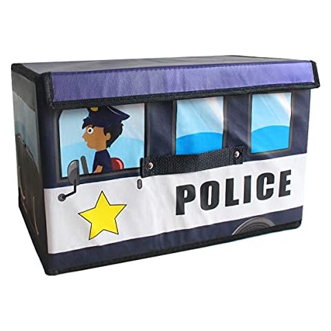 Storage Boxes Storage Container, Large Capacity Foldable Storage Basket with Handle Cube, Cotton Fabric Storage Compartment with Lids, Washing Laundry Organizer for Clothes/Toys 38*25*25cm, Blue Cover