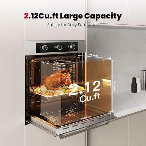 Image of GASLAND 24 Gas Wall Oven,Bake Broil, Rotisserie Functions, Convection Fan | ETL Certified Natural Gas Wall Oven, 120V Cord Plug, Timer, 2.12 Cu.ft Capacity, Stainless Steel