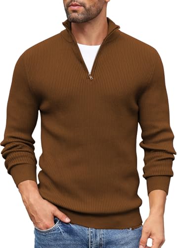 Image of DENIMHOLIC Men High Neck Zipper Full Sleeve Cotton Knitted Winter Sweater for man