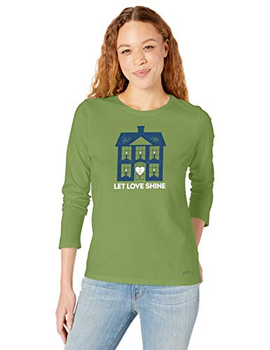 Life is Good Womens Long Sleeve Graphic T-Shirt Crusher Collection,Fresh Pine,X-Large