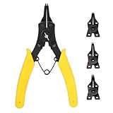 スナップリング プライヤー 4本セット 多角度保持リングプライヤー 内部外部サークリッププライヤー 軸・穴兼用 (イエロー)