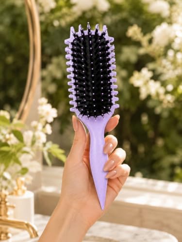 Image of Premium 3D Detangling Hair Brush for Women & Men- Anti Hair Fall Comb for Curly, Wavy & Straight Hair | Hair Straightening Brush, Wet & Dry Styling Brush | Scalp Massager, Frizz Control & Tangle Free Grooming Brush (PADDLE PURPLE)