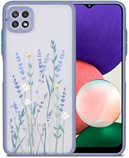 Ownest Compatible with Samsung Galaxy A22 5G Case,Clear Fashion Cartoon Pattern Frosted PC Back 3D and Soft TPU Bumper Protective Silicone Protective Case for Samsung A22 5G-Flower