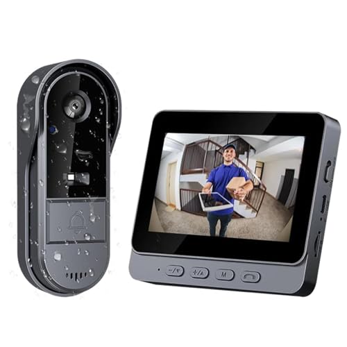 Citofoni senza fili con Videocamera Campanello senza fili con Schermo da 4,3 pollici Monitor Videocitofono per Allarme Antifurto campanello di sicurezza del telefono