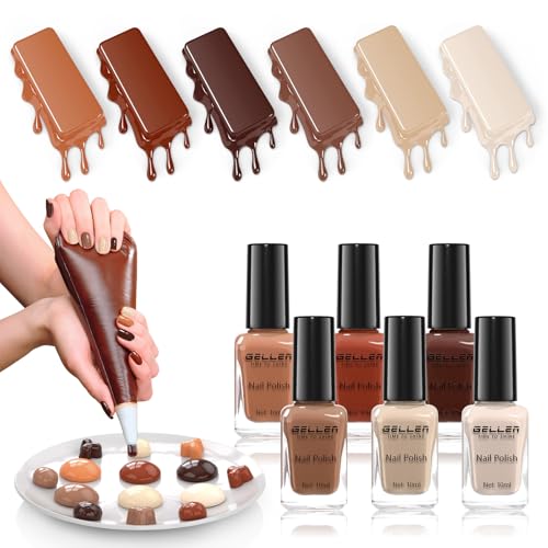 GELLEN Chocolate Brown Nail Polish Fall Winter, No Lamp Needed, HEMA Free