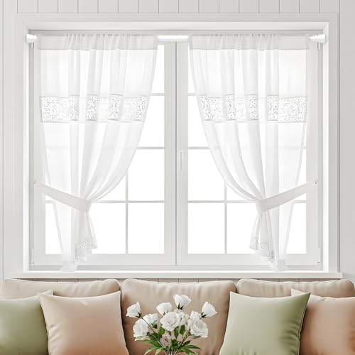 Image of 2Pack Shower Curtain Rod 45 to 77 Inches White Shower Rod Tension Curtain Rod No Drilling Adjustable Curtain Rod Spring Tension Rod Shower Rods for Bathroom,Windows,Kitchen
