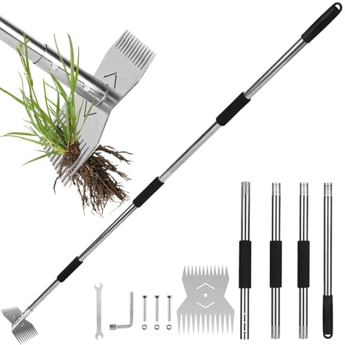 JRKJQBV Garden Tools,Weeder Tool,63" Weed Puller Tool with Long Handle,24-Claw