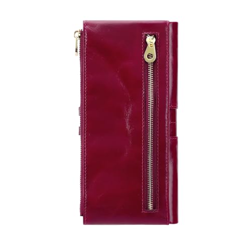 Image of Women's RFID Blocking Wallet, Purple | Soft Leather, Clutch Money Purse, Slim Card Holder Organizer, Zip Pocket, 3020