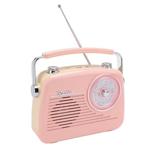 Jectse Radio Am FM SW Portátil con Altavoz Bluetooth, 1200 MAh USB Recargable, Compatible con Disco U y Tarjetas de Memoria y Bluetooth 5.0 para Reproducir Música, Antena Ajustable (Rose)
