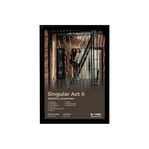 Image of BLINKART Sabrina Carpenter- Singular Act II Wall Photo Frames | Wall Art for Bedroom, Living Room, Studio or Office | Album Cover Print with Spotify Song Link QR Code | Gift for Fans - 8x12 In