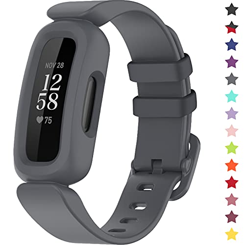 TopPerfekt Straps Compatible with Fitbit Ace 3 for Kids Soft Silicone Waterproof Bracelet Accessories Sports Watch Strap Replacement for Fitbit Inspire 2/Ace 3 Boys Girls (Gray)