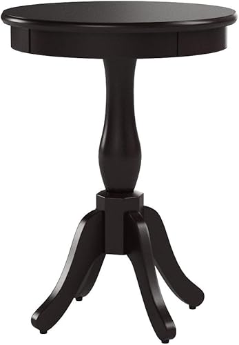 Miniatura 4 de Kings Brand Furniture Mesa auxiliar redonda con pedestal de madera con acabado cereza