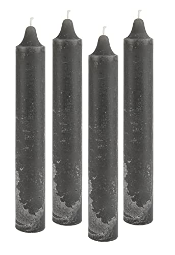 ukiyo 4er Pack Rustikale Stabkerzen H:25 cm Ø:3,8 cm Diverse Farben Brenndauer 22 Stunden Kerze Advent Weihnachten Deko, Farbe:Dunkelgrau Cover