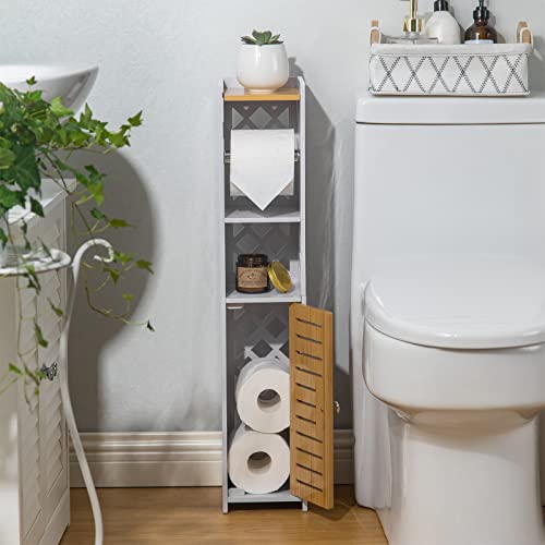Toilet Paper Holder Stand,Chrome Toilet Paper Holder Behind Toilet Storage For Restroom Cabinet,Bathroom Stand With Toilet Paper Holder Insert,Slim Storage Cabinet For Small Space,White By H Huiykaly #TOP3