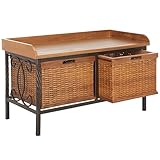 Safavieh American Homes Collection Noah Antiqued Pewter and Oak Storage Bench