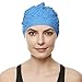 Latex Swim Cap - Women Stylish Swimming Cap Great for Ladies, Perfect to Keep Hair Dry - Suitable for Long Hair - Bubble Crepe with Chin Strap - Blue 5666
