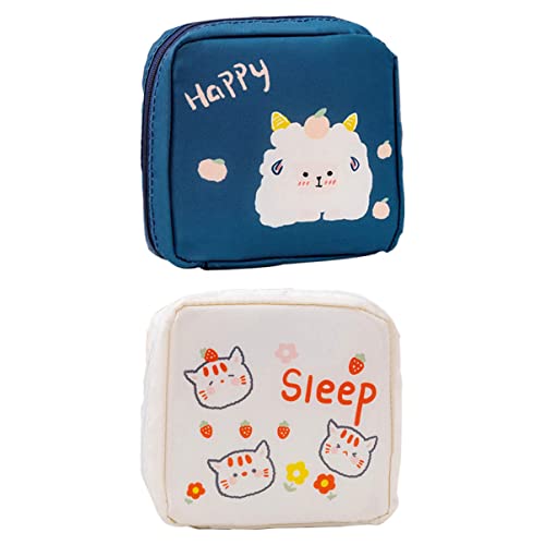 Homoyoyo 2piezas Bolsa Para Guardar Toallas Sanitarias De Gran Capacidad Dibujos Animados Bolsa Práctica Para Compresas Menstruales Para Neceser De Compresas