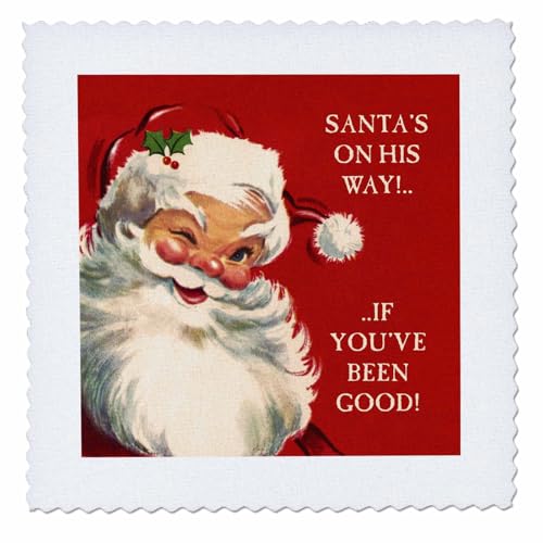 16x16 inch Quilt Square - Santa On His Way- Vintage Santa Illustration Christmas Designs
