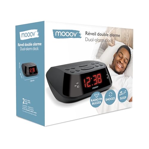 Metronic 477003 Uhrenradio - Radiowecker Schlummerfunktion mit Dual Alarm - Sleeptimer Roter Zeitanzeige - Netzbetrieben und einfach zu bedienen - Schwarz