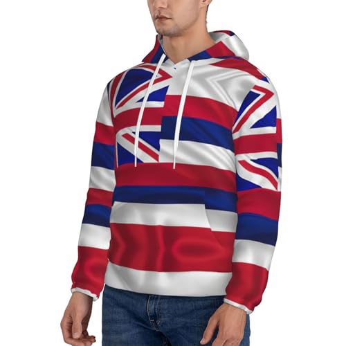 Sweat à capuche imprimé drapeau d'Hawaï manches longues casual
