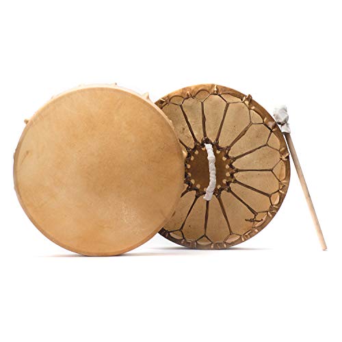 Shamans Market Native American Style Buffalo Hide Frame Hand Drum 18 in
