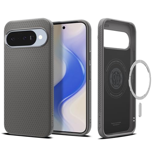 Image of Spigen Liquid Air MagFit Back Cover Case for Pixel 10 Pro /10, Pixelsnap Compatible, Slim Matte Grip - Polycarbonate + TPU | Marble Gray