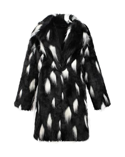 Image of UMREN Mens Warm Leopard Faux Fur Coats Jacket Long Luxury Overwear Parka Cardigans