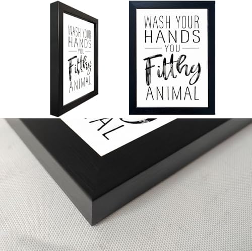 Bathroom Quotes Wall Decor, Black and White Bathroom Wall Art, Toilet Decor Signs Small Black Framed Canvas Art for Kid's Washroom — view 8