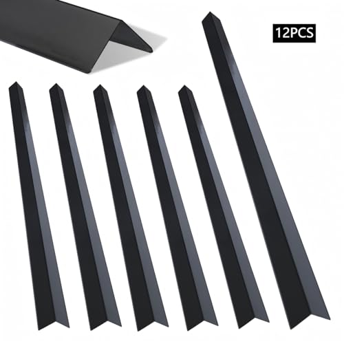Image of 12-Piece Set, Extra Thick (1mm) Stainless Steel 90 Wall Corner Guards, 2x2x48 Inches, for Wall Corner Protection & Decoration. (12, Bright Titanium Black)