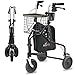NOVA Traveler 3 Wheel Rollator Walker, All Terrain 8" Wheels, Includes Bag, Basket and Tray, Black
